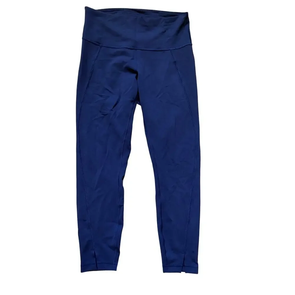 Lululemon Wunder Train High-Rise Tight 25” Hem Slit True Navy Leggings Size 10